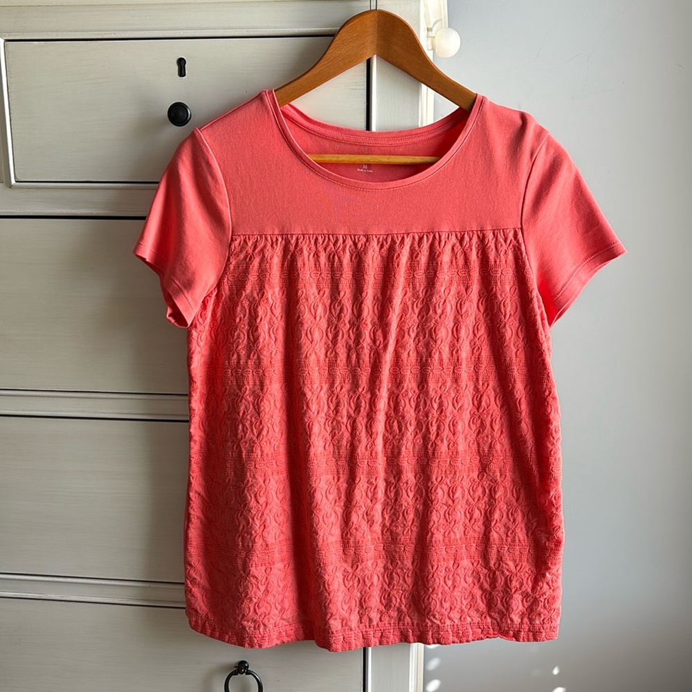 Coral Embroidered Top. Size Medium